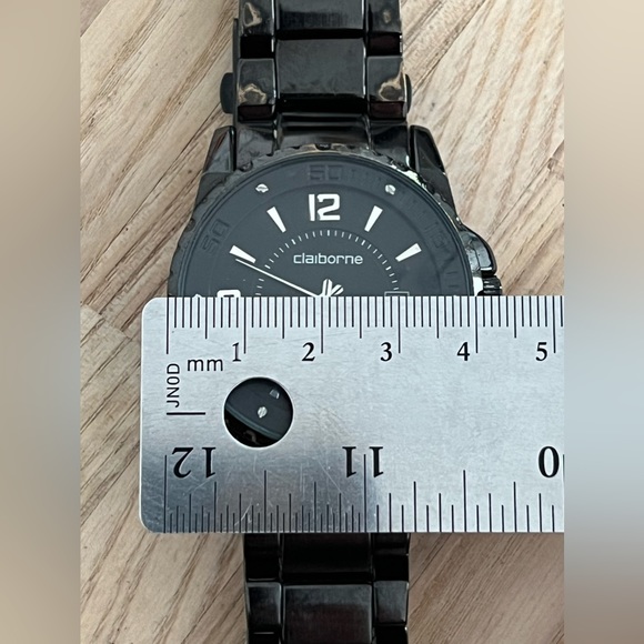 Claiborne Men’s Watch Black Dial Black Bracelet Date Window Stainless Hands - Picture 10 of 11